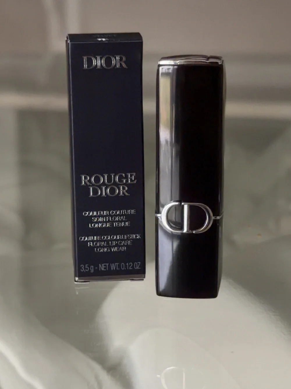 Dior Black Rouge Dior Lipstick with Silver CD Accent